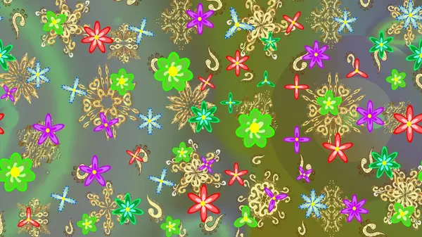 Zentangle abstract flowers. Doodle flower. Raster illustration. Cute fabric pattern. Colour Spring Theme sketch pattern Background. Flat Flower Elements Design.