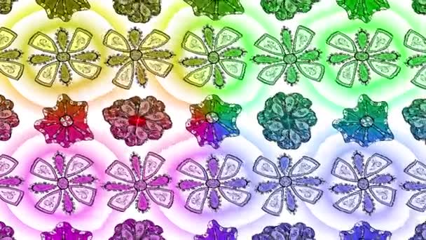 Renkli Unsurlarla Hareketli Arka Plan Görüntüleri Çiçekler Eski Model Bayrak — Stok video