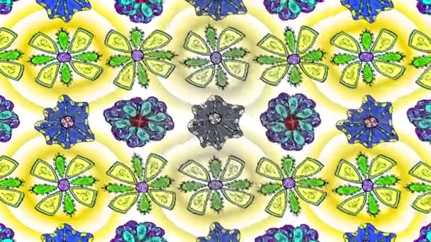 Bewegingsbeelden Achtergrond Met Kleurrijke Elementen Bloemen Traditioneel Vlag Stijl Een — Stockvideo
