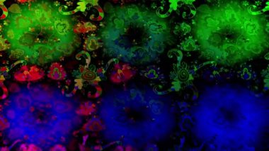 Renkli unsurlarla hareketli arka plan görüntüleri. Çiçekler. Eski model. Bayrak tarzı. Video kaydı. Şablon.