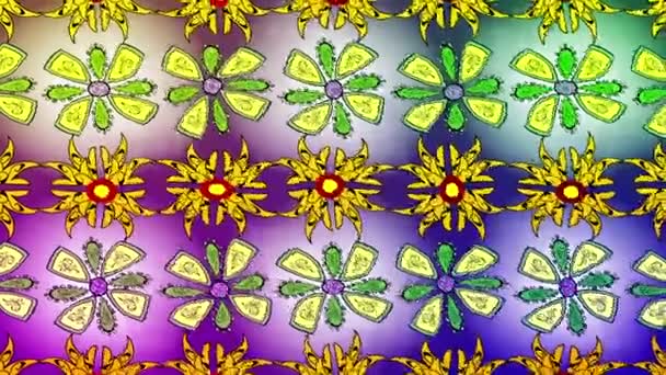 Materiał Filmowy Kolorowymi Elementami Kwiaty Klasyka Styl Flagi Nagranie Wzór — Wideo stockowe