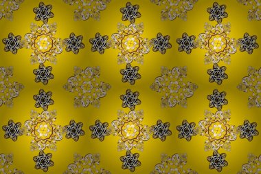Raster klasik barok çiçeksiz altın desenli. Altın elementli mavi, sarı ve siyah renklerde altın desenler. Süslü dekorasyon. Lüks, kraliyet ve Viktorya dönemi konsepti.