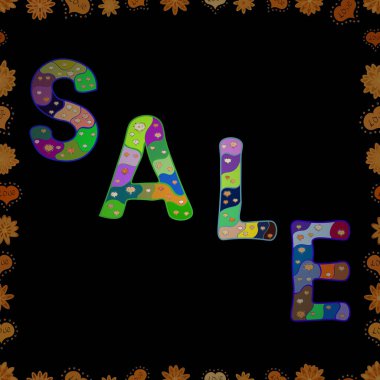 Kusursuz desen. Satılık. Davetiye, tebrik kartı, tişört, baskılar, sosyal medya, afişler ve posterler için el yapımı vektör harfleri ve kaligrafi. Siyah, yeşil renkli bir resim.