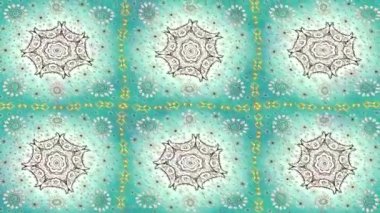 Renkli unsurlarla hareketli arka plan görüntüleri. Mandalas. Eski model. Video kaydı. Şablon.