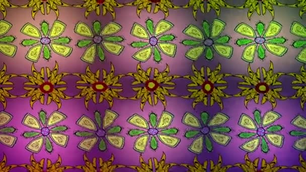 Fondo Imágenes Movimiento Con Elementos Colores Flores Vintage Estilo Bandera — Vídeos de Stock