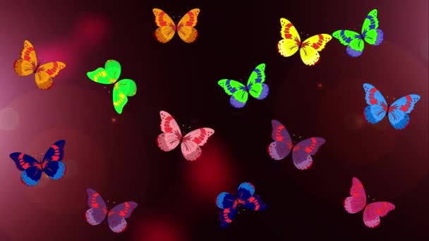 Handgezeichnete Silhouettenschmetterlinge Mit Aquarell Textur Abbildung Rosa Farben — Stockvideo