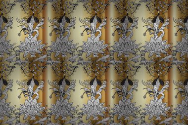 Raster desen. Botanik seamless modeli. Suluboya efekti. Organik öğeleri.