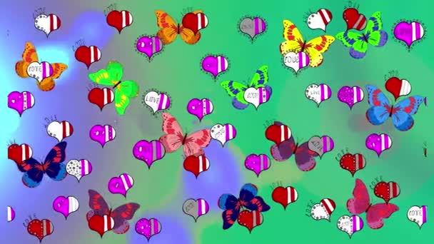 Fondo Imágenes Movimiento Con Elementos Colores Mariposas Silueta Dibujadas Mano Metraje De Stock