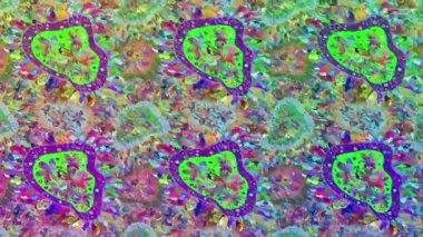 Renkli unsurlarla hareketli arka plan görüntüleri. Mandalas. Eski model. Video kaydı. Şablon.