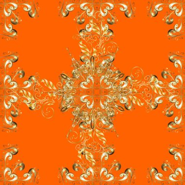 Klasik klasik klasik arka plan. Kusursuz klasik turuncu, bej, sarı ve altın desenli. Geleneksel oryantasyon süsü.