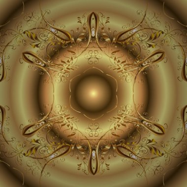 Düz elle çizilmiş klasik koleksiyon. Arkaplan, kumaş, altın duvar kağıdı. Altın rengi bej, sarı ve kahverengi renklerde altın rengi. Vektör altın pürüzsüz desen.