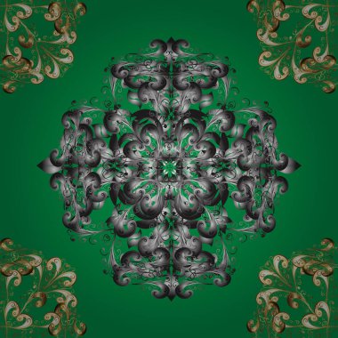 Sembol bayramı, yeni yıl kutlaması vektör altın desen. Yeşil, gri ve bej renkli altın kar taneleri. Kış kar dokusu duvar kağıdı. Noel altın kar taneleri kusursuz desen.