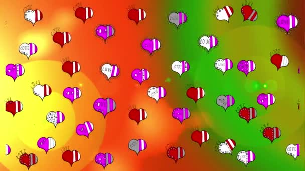 Kusursuz Güzel Kaligrafi Yazıları Kalpler Karalamalar Olan Aşk Kalıpları Renklere — Stok video