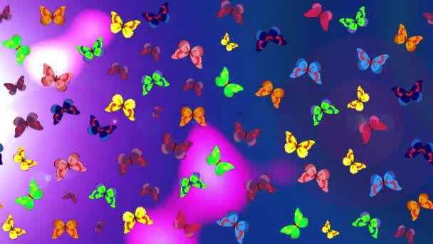 Renkli Unsurlarla Hareketli Arka Plan Görüntüleri Suluboya Desenli Çizimi Kelebekler — Stok video