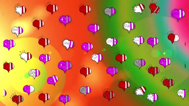 Kusursuz Güzel Kaligrafi Yazıları Kalpler Karalamalar Olan Aşk Kalıpları Renklere — Stok video