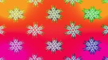Renkli unsurlarla hareketli arka plan görüntüleri. Mandalas. Eski model. Video kaydı. Şablon.