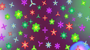 Suluboya, elle çizilmiş. Raster - stok. Eskiz arkaplan modeli. Tarafsız, yeşil ve mor renkli vadilerin çiçekleri.