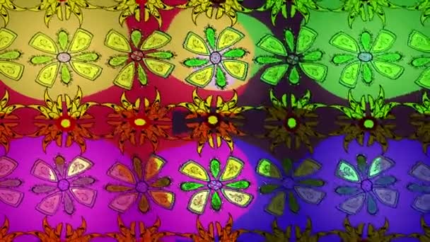 Κινηματογραφικό Φόντο Πολύχρωμα Στοιχεία Λουλούδια Εσοδεία Στυλ Σημαίας Βίντεο Πρότυπο — Αρχείο Βίντεο
