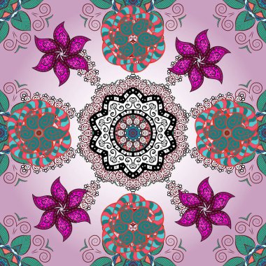 Çiçek deseni. Tarafsız, mavi ve kırmızı renklerde çiçeksiz. Tarafsız, mavi ve kırmızı renkte çiçekler. Şatafatlı bahar bahçesi dokusu.