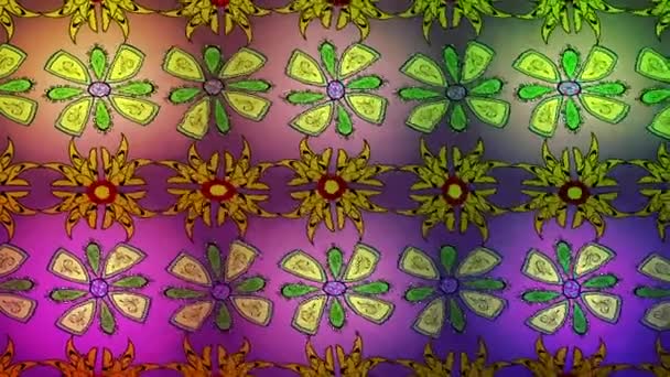Κινηματογραφικό Φόντο Πολύχρωμα Στοιχεία Λουλούδια Εσοδεία Στυλ Σημαίας Βίντεο Πρότυπο — Αρχείο Βίντεο