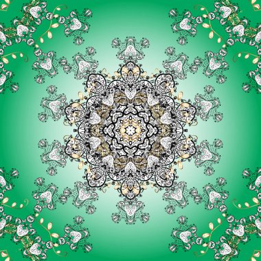 Sorunsuz çiçek desenli vektör çizim içinde. Sulu Boya tarzı yeşil, siyah ve beyaz renklerde çiçekler.