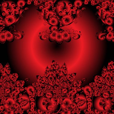 Çiçeksiz desenli arka plan, darbeler, sıçramalar, yaz çiçekleri. Vektör çizimi. Kahverengi, siyah ve kırmızı renkte çiçekler.