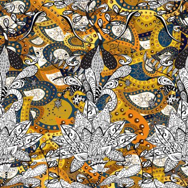 Vektör stili kumaş deseni. Çiçekler suluboya desensiz.