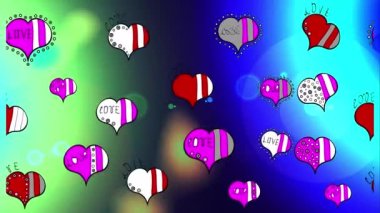 Kusursuz. Güzel kaligrafi yazıları, kalpler ve karalamalar olan aşk kalıpları. Renklere göre grafiksel. Çizgi film tarzında el çizimi çizimi. Ağ için sanat, baskı, kumaş. Kalpler.