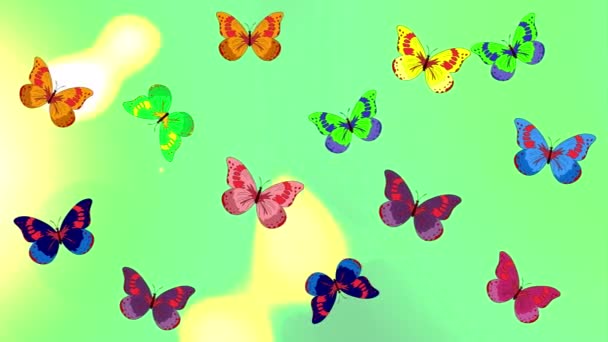 Mozgókép Háttér Minta Kézzel Rajzolt Sziluett Pillangók Akvarell Textúra Illusztráció — Stock videók