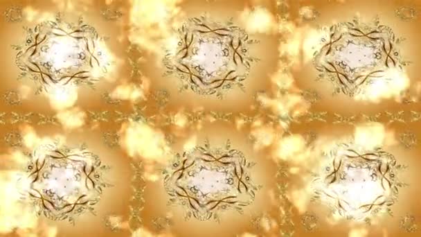 Rörelsematerial Bakgrund Med Färgglada Element Blommor Vintage Flaggstil Guld Guld — Stockvideo