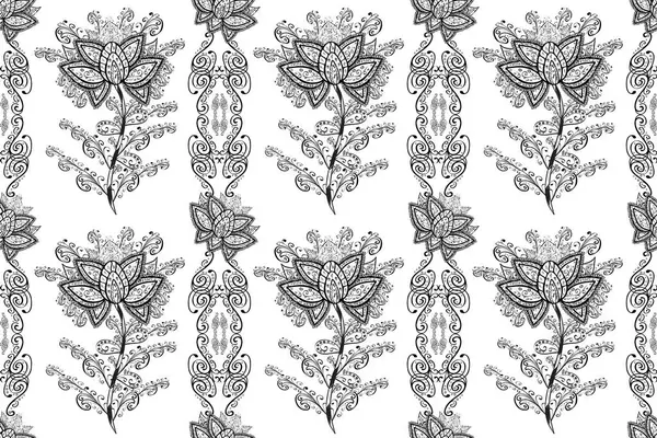 Vintage retro style. For print on fabric, textiles, wallpaper. Cute floral pattern with buds flowers. Seamless background.