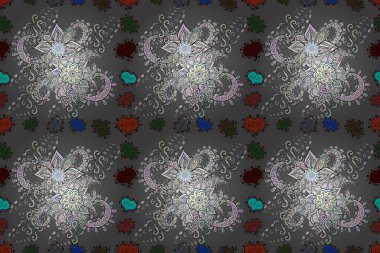 Tarafsız, gri ve siyah renklerde çiçekler. Tropik çiçekler. Tişörtsüz arka plan deseni.