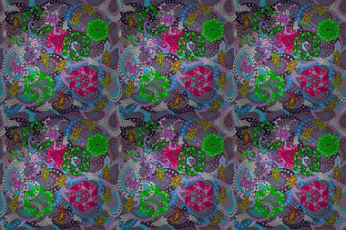 Tomurcukları çiçek olan sevimli bir çiçek deseni. Raster illüstrasyonu. Kusursuz bir geçmişi var. Kumaş, tekstil, duvar kağıdı baskısı için. Eski usul. Raster..