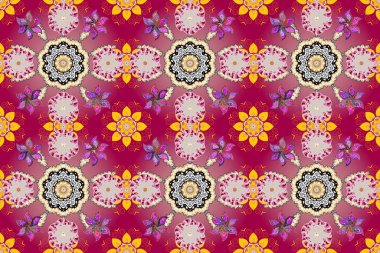 Şirin suluboya, dikişsiz çiçek deseni. Büyük bir çiçek boyası seti. Kartlar, davetiyeler, tarih kartları ve daha fazlası için kullanılabilir.