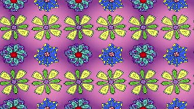 Renkli unsurlarla hareketli arka plan görüntüleri. Çiçekler. Eski model. Bayrak tarzı. Video kaydı. Şablon.