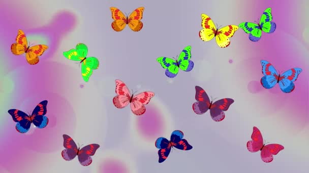 Sfondo Filmato Movimento Con Motivo Farfalle Silhouette Disegnate Mano Con — Video Stock