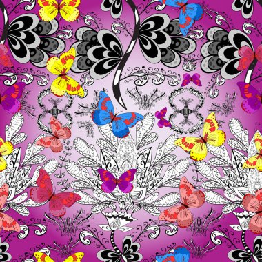 Beyaz, tarafsız ve gri arka planda izole edilmiş şirin yaban sinekleri. Sanat retro seramik seramik tasarım tarzında serbest ve doğrusal el çizimi logo. Beyaz, nötr, gri renge yakın görünüm