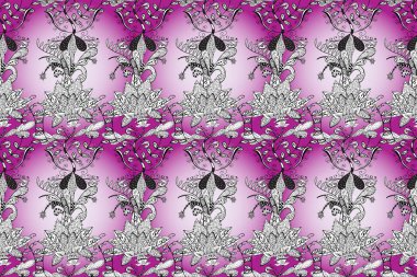 Düz çiçekler pürüzsüz desen. Hediye ambalaj kağıdı, tebrik kartları, posterler ve pankart tasarımı. Çiçekler beyaz, siyah ve nötr renklerde.