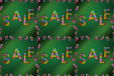 Sezon sonu özel teklif afişi. Siyah, pembe ve yeşil renkli resim. Satış afişi tasarımı, büyük indirim özel teklifi. Raster illüstrasyonu. Kusursuz..