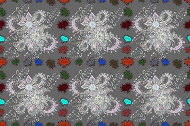 Gri, siyah ve nötr renklerde yaz çiçekleri. Çiçek desenli karalama şekli.