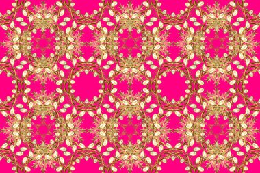 Mor üzerine altın desenler, sarı ve kahverengi renkler ve altın elementler. Barok tarzında kusursuz bir doğulu süsü. Geleneksel klasik altın desen. Doğulu süsü.