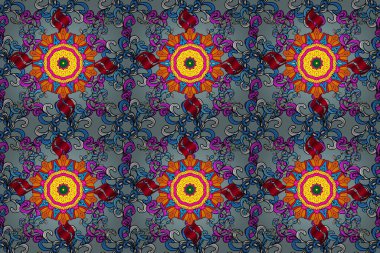 Kumaş desenli papatya çiçeği detayı. Siyah, nötr ve mavi renkte çiçekler.