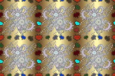 Çiçeksiz desenli arka plan. Düz Çiçek Elementleri Tasarımı. Renkli Bahar Temalı Kusursuz Arkaplan. Çiçekler bej, kahverengi ve nötr renklerde.