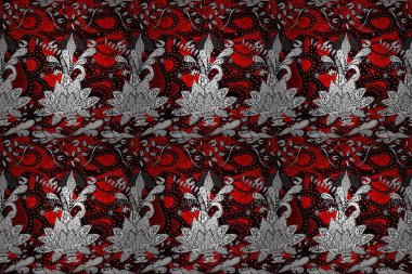 Beyaz, siyah, kırmızı lale çiçekli, pürüzsüz bir desen. Doğal kozmetik ürünleri, parfüm, çiçekçi dükkanı için bahar ihalesi tasarımı. Karşılama ya da düğün geçmişi olarak kullanılabilir. Paket kağıdı için en iyisi..