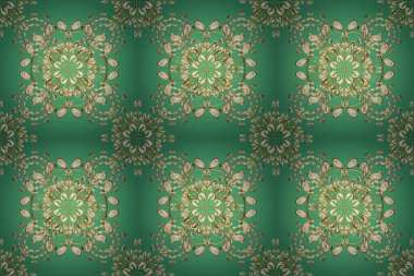 Rococo tarzında zarif, zarif bir süs. Barok tarzında kusursuz. Klasik bir tarz. Yeşil ve bej renkli desenler. Tekstil ve hatıra defteri için güzel bir desen. Raster illüstrasyonu.