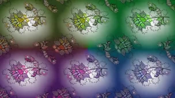 Bewegtbildhintergrund Mit Farbigen Elementen Blumen Vintage Flaggenstil Video Vorlage Interessantes — Stockvideo