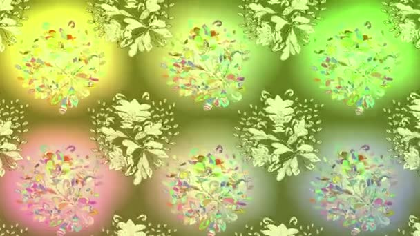 Rörelsematerial Bakgrund Med Färgglada Element Blommor Vintage Flaggstil Videon Mall — Stockvideo