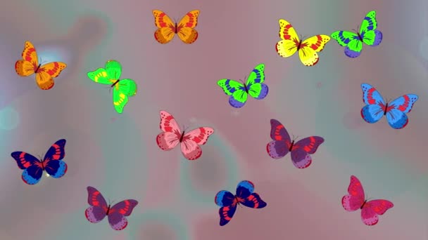 그려진 실루엣 나비의 무늬가 화면은 수채화의 질감을 색깔의 드십시오 빈티지 — 비디오