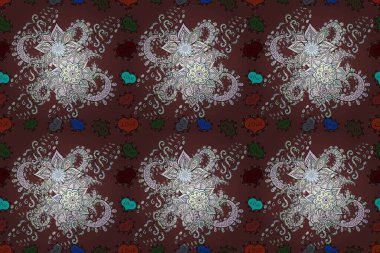 Tarafsız, kahverengi ve gri renkte çiçekler. Raster illüstrasyonu. Tropik, dikişsiz çiçek deseni..