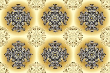 Çizgi sanatı tasarım şablonu için kusursuz sınır. Altın desenli çiçek dekoru. Altın element gri, bej ve sarı renklerde. Doğu tarzı element. Davetiyeler, kartlar, web sayfası.